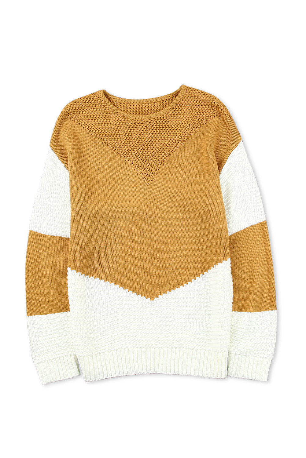 Jordan Brown Colorblock Chevron Knit Pullover Sweater