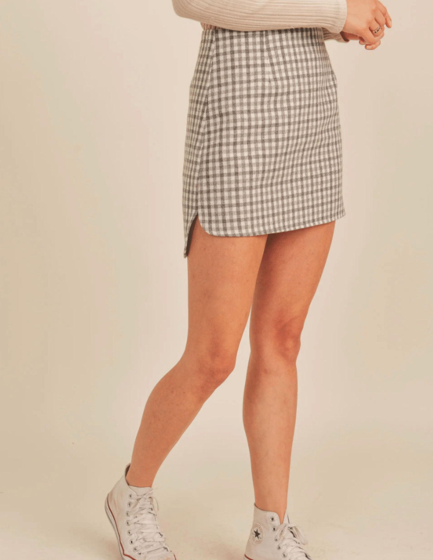 Eleanor Grey Plaid Tea Table Mini Skirt